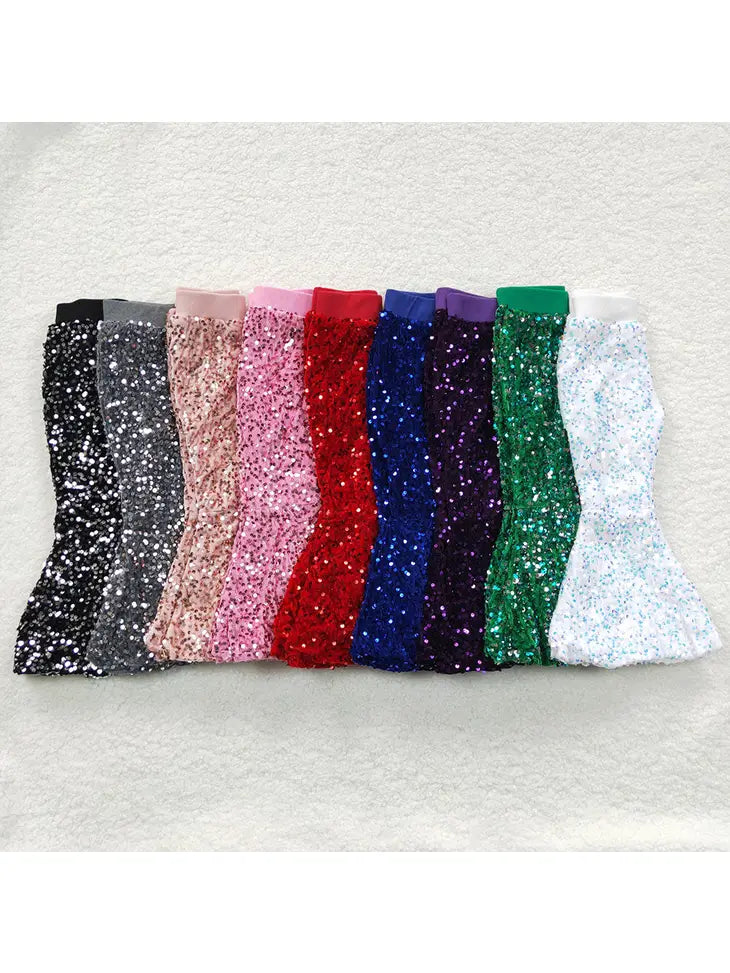 Sequin bell bottom pant