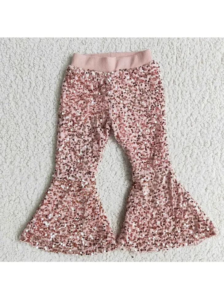 Sequin bell bottom pant