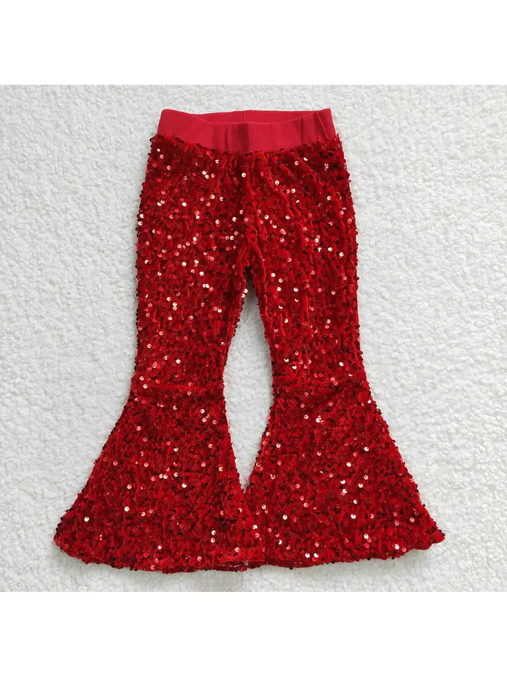 Sequin bell bottom pant