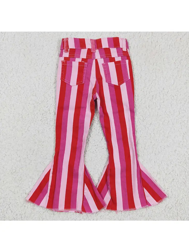 Pink stripe denim bell bottom