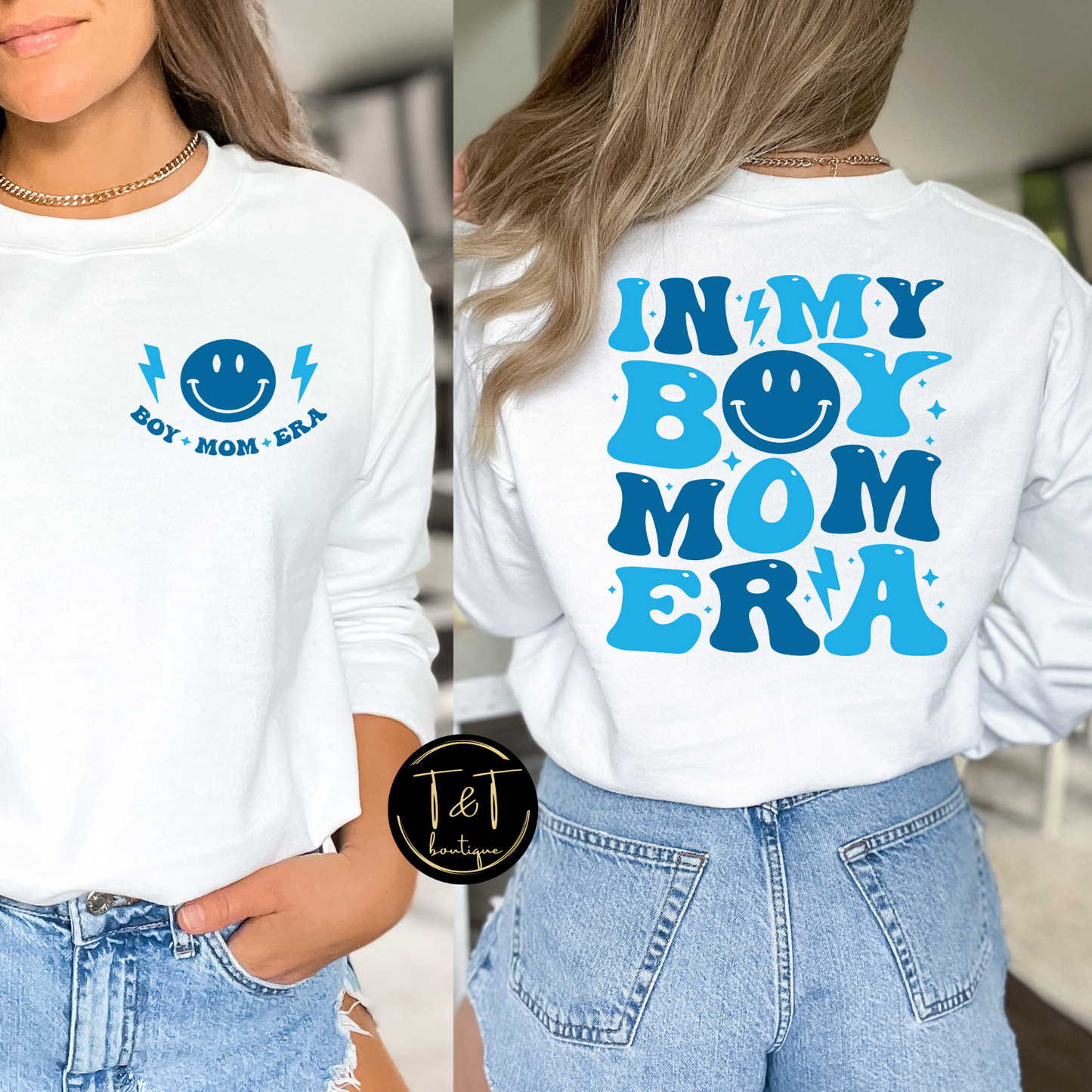 In my boy mom era sweater