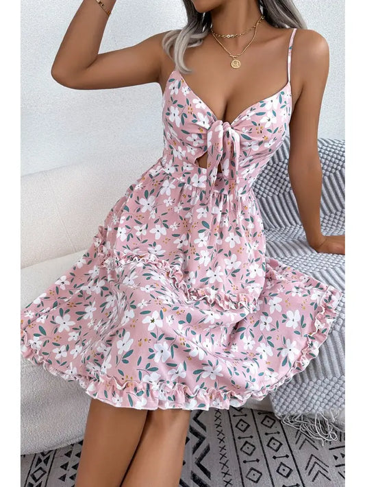 Floral front tie dress