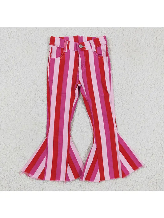 Pink stripe denim bell bottom