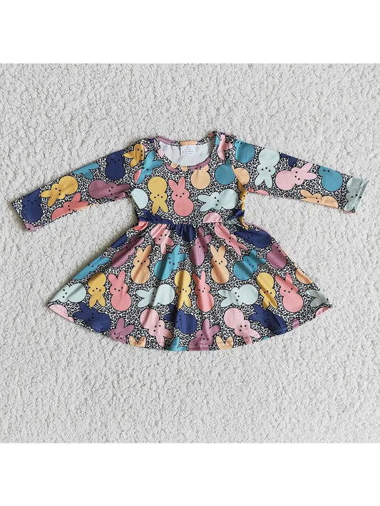 Easter bunny long sleeve twirl dress