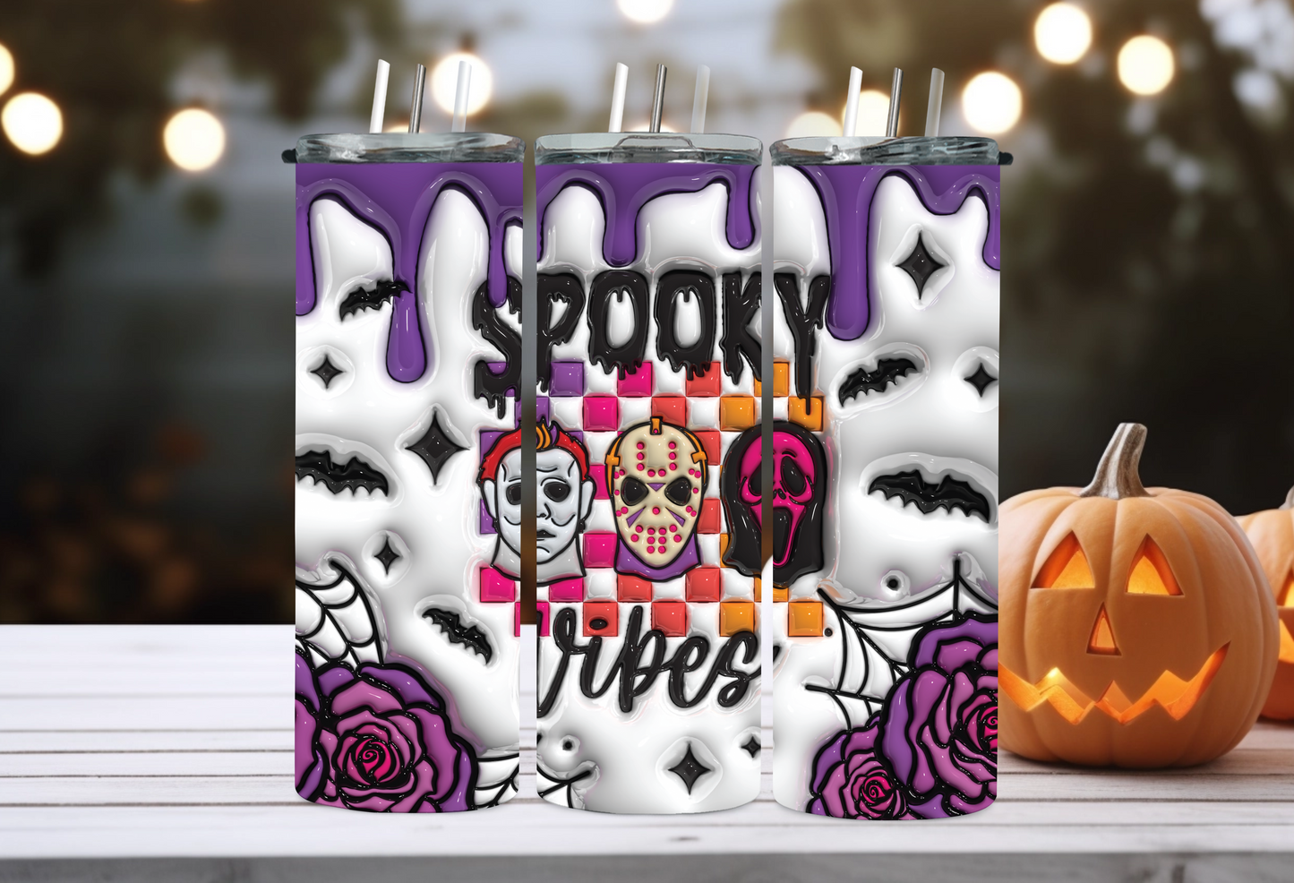 Spooky vibes purple tumbler