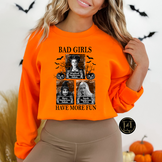 Bad girls have more fun sweater orange