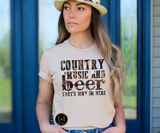 Country music and beer tee