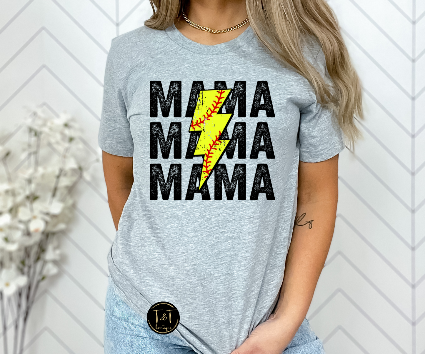 Mama softball bolt tee